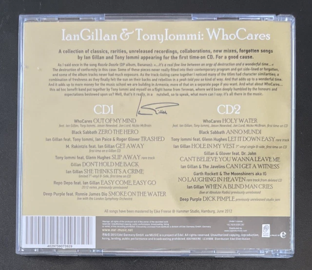 BLACK SABBATH'S IAN Gillan & Tony Iommi Who Cares 2Cd 2012 Import