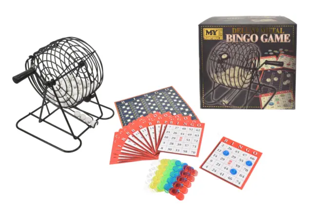 Bingo Set Game Family Fun Deluxe Inc Metal Cage Traditional Lotto