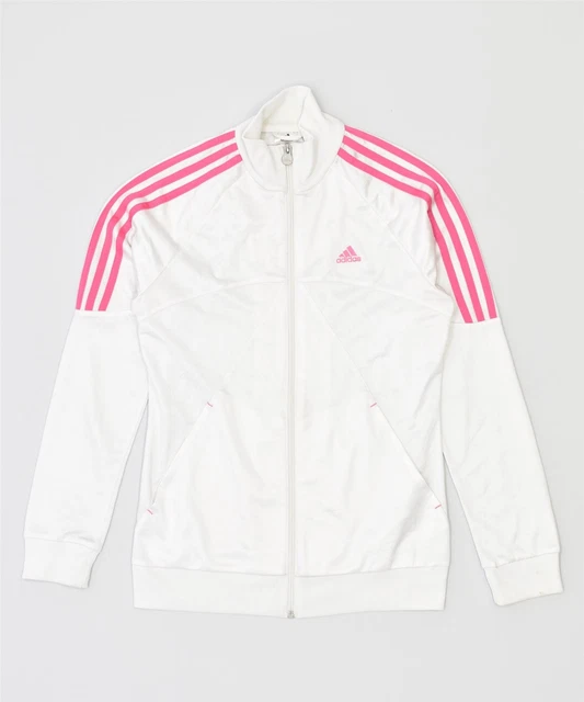 ADIDAS Girls Tracksuit Top Jacket 14-15 Years White Polyester MO20