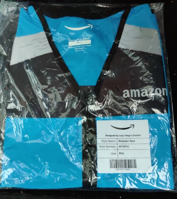 Amazon Vest NEW Medium Large M/L DSP Flex Delivery Driver Safety new in plastic