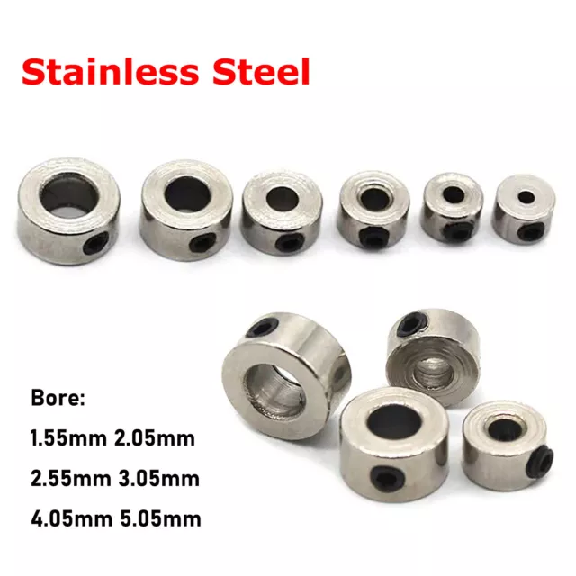 Stainless Steel Shaft Collar Clamp Bushing Sleeve Bore 1.5-5mm with M3 Set Screw