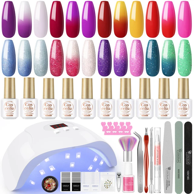 Gel Nail Polish Kit with Lamp 8PCS Colour-changing Gel Polishes Gel Starter Kit