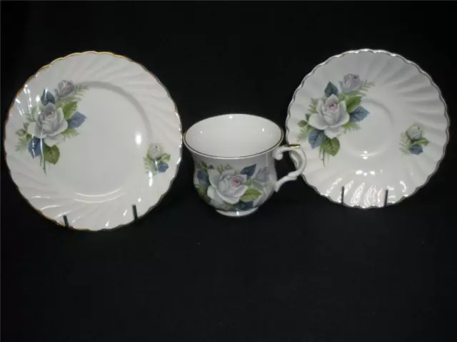 Retro Porcelain Trio Old Foley 8346 White Rose England Cup Saucer Plate