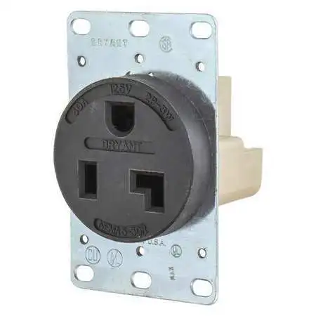 Zoro Select 9530Fr Receptacle, 30 A Amps, 125V Ac, Flush Mount, Single Outlet,