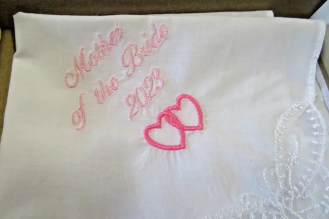 Wedding Hankies embroidered personalised Gents or Ladies FREE UKPOST