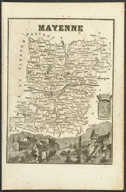 1865 - Département de la Mayenne et Meurthe - Carte géographique ancienne