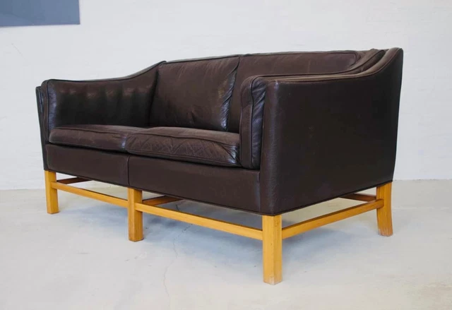 Vintage Danish Mid Century Grant Møbelfabrik 2 Person Leather Sofa