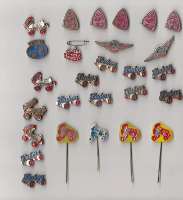 Vintage Roller Skating pin badges 1960s Skate Esmi Hudora Donor Sturmer Polar