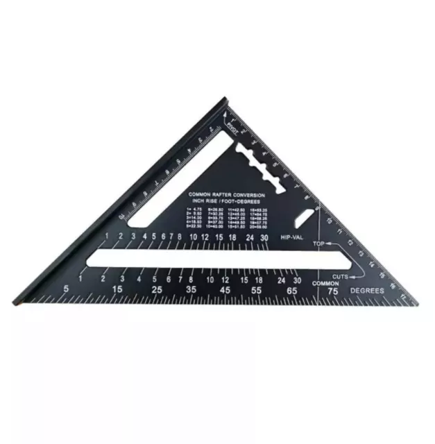 7" Triangle Ruler Metric Aluminum Alloy Angle Measuring Woodworking Tool