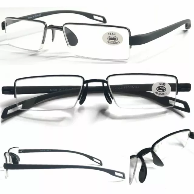 S242 Quality Smart Semi Rimless Reading Glasses Comfort TR90 Arm&Saddle Nose Pad