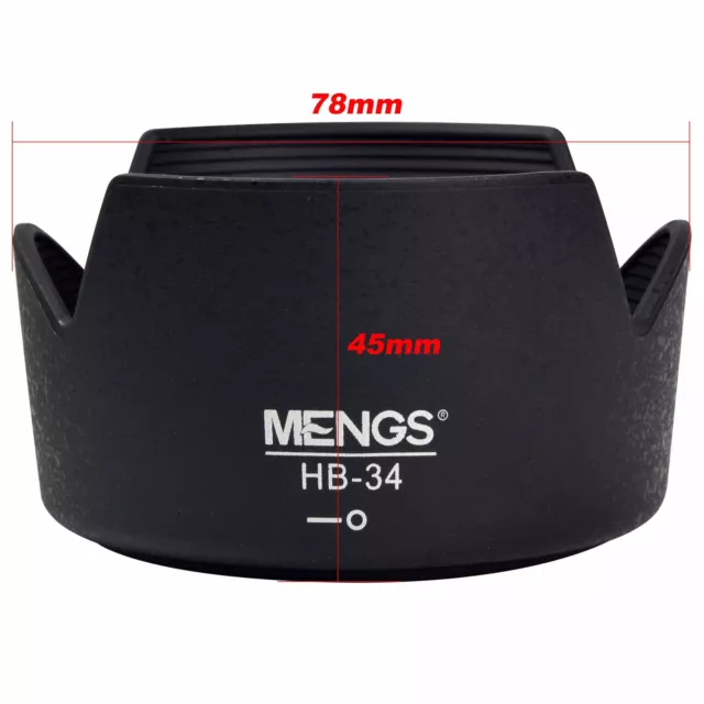 MENGS HB-34 Gegenlichtblende Lens Hood für Nikon AF-S DX f/4-5.6 55-200mm 2