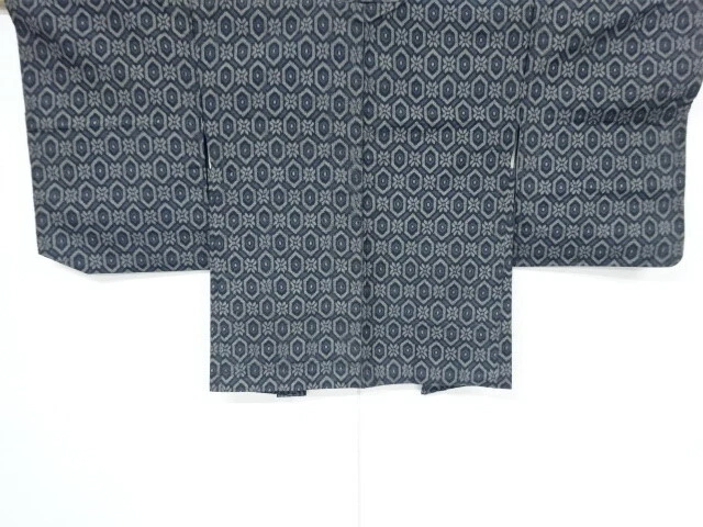 6603658: Japanese Kimono / Vintage Haori / Oshima Tsumugi / Woven Flower & Kikko