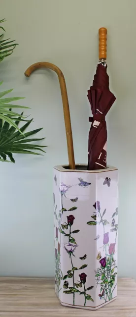 Ceramic Umbrella Stand Brolly Stick Holder Storage Flower Vase Butterfly Design