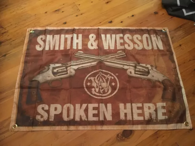 Smith & Wesson man cave flag poster warning man cave idea bar banner home decor