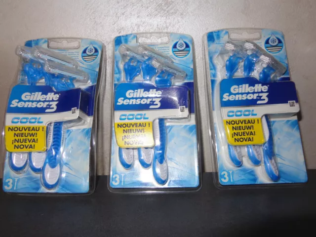 Lot de 9 rasoirs jetables GILLETTE SENSOR 3 COOL