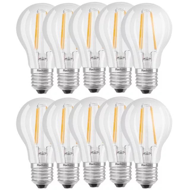 10 x Radium LED Filament A60 6,5W = 60W E27 klar 806lm Neutralweiß 4000K UVP 56€