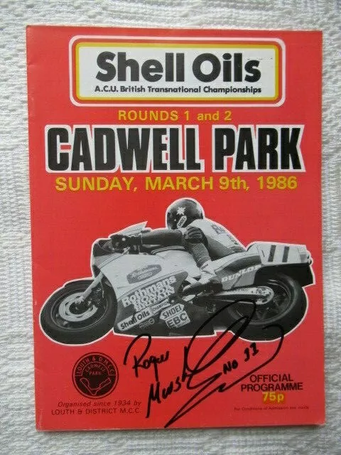 Cadwell Park 1986 race programme signed by Roger Marshall & Roger Burnett