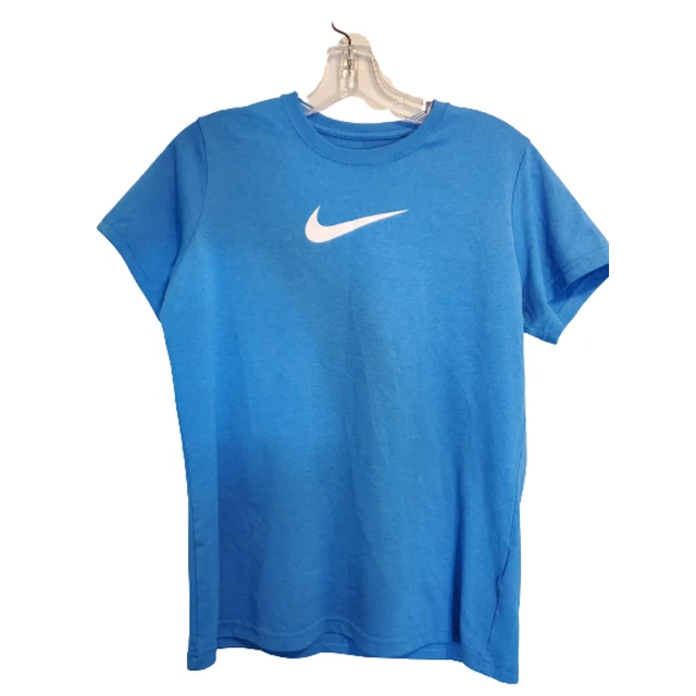 Nike Dri-Fit Kids Light Blue Logo Print Short Sleeve Crew Neck T-Shirt Size XL