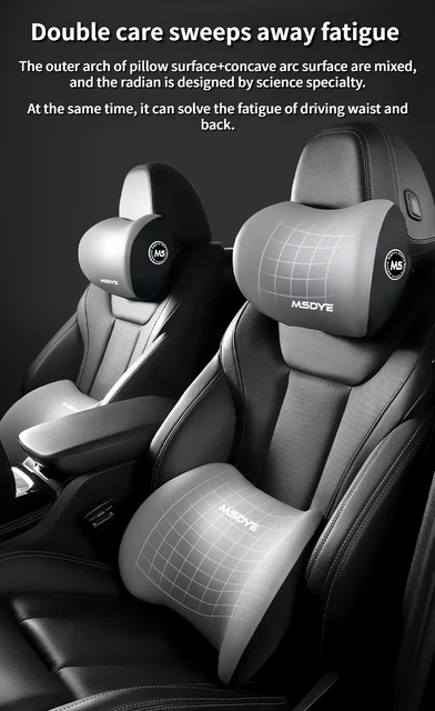 Cuscino Collo Auto Memory Foam – Poggiatesta In Morbida Pelle Per Guida, Ufficio E Casa – Nero, Forma Ovale