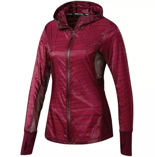 Chaqueta de running para mujer Adidas TKO rompevientos deportiva rojo vino