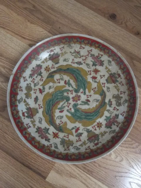 Vintage Chinese Asian circa early 20th Century Multi Colored Porcelain Plate