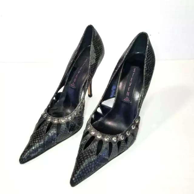 Steven by Steve Madden Pointed Toe Cut Out Snake Skin Pumps