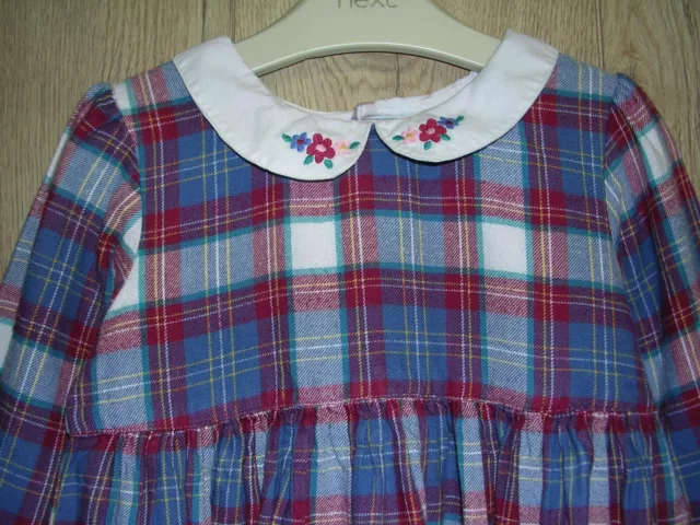 Abito Jojo Maman Bebe Ragazze Smocked Blu Rosso Check Cotone Età 4-5 110 cm 2