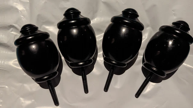 4 FURNITURE WOOD Finials Knobs Bed Post Toppers Caps 4