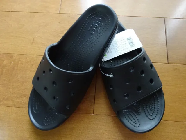 Crocs Slides Sandals Unisex M8 W10 Solid Black NEW Womens 10 or Mens 8