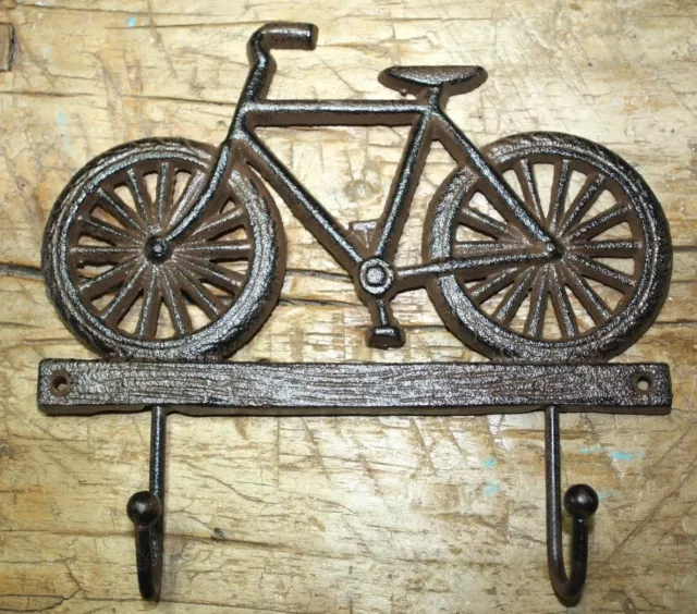 Cast Iron BICYCLE Towel Coat Hooks Hat Hook Key Rack HARLEY 2 hooks Man Cave
