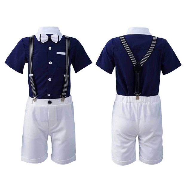 Set outfit inhzoy bambini ragazzi gentiluomo button down camicia solida pantaloncini mosca 2