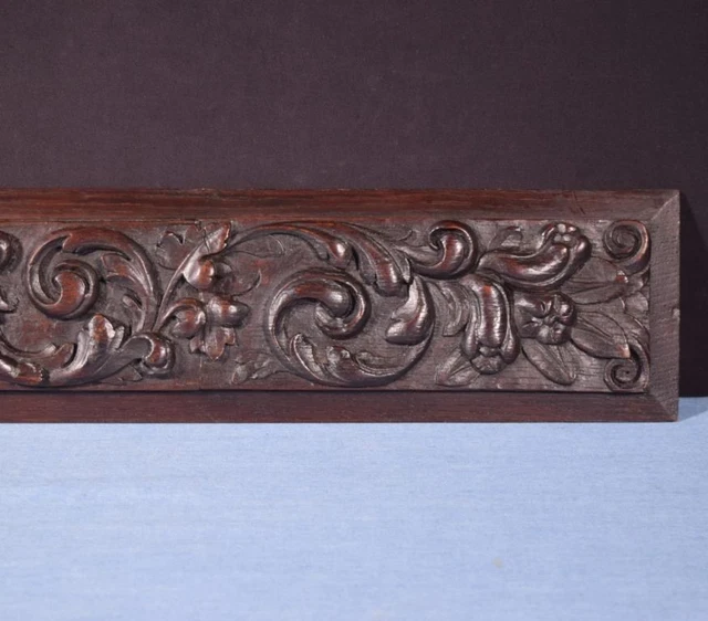 *French Antique Highly Carved Architectural Trim Panel in Solid Oak w/Cherubs 4