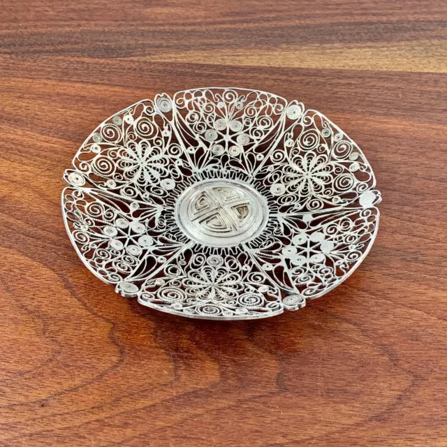 Delicate Chinese Export Filigree Sterling Silver Dish / Bowl No Monogram