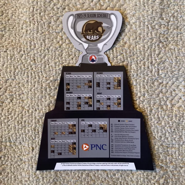20232024 HERSHEY BEARS Schedule Minor Hockey Sked LARGE 9.99
