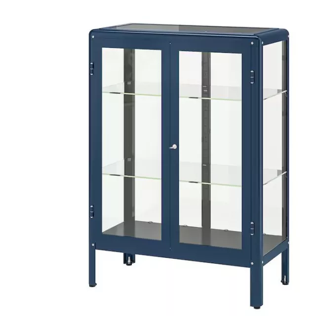 Ikea FABRIKÖR Glass-door cabinet, black-blue, 31 7/8x44 1/2 "