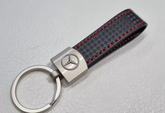 Mercedes Keychain Leather Carbon Keyring Logo Car Accessories Gift For Men