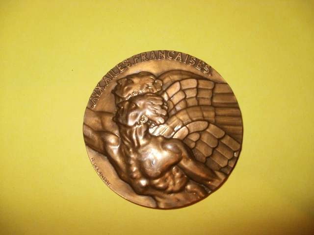 Médaille Robert Delandre – Art Déco – Ailes Françaises Aviation – Montélimar – Bronze