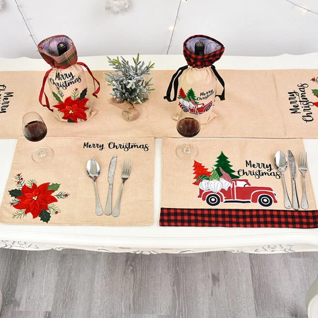 Weihnachts-Tischsets Leinen- Party-Geschirr-Matte Urlaub Tischsets