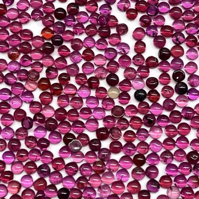 100 Pcs Natural Garnet 2.5mm Round Cabochon Untreated Gemstones Wholesale Lot