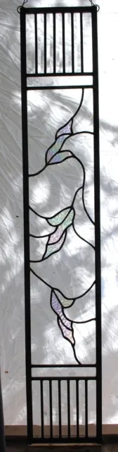 Stained Glass Window Panel Falling leaves clear iridized horizontal or vertical 2