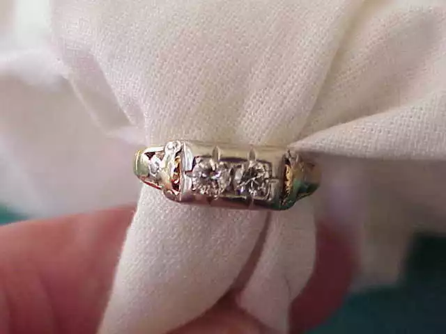 ART DECO 14K Gold Diamond Engagement Ring .25 Ct Vs2 F Sz 4 3/4 $329.95 ...