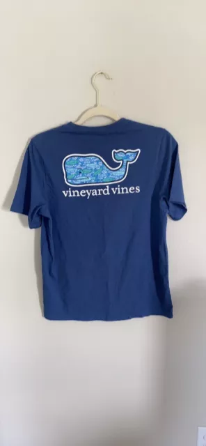 Vineyard Vines Blue Whale Kids Short Sleeve Pocket T-Shirt XL Womens Small EUC