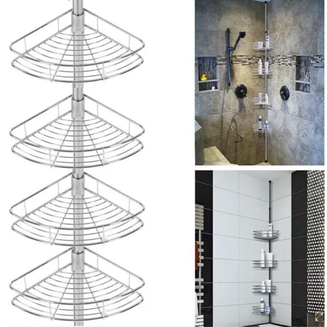 4 Tier Telescopic Bathroom Wall Corner Shelf Rack Shower Caddy Storage Organizer