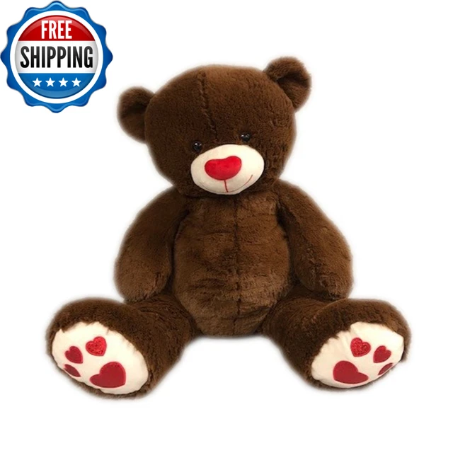 30" Brown Valentine Bear Plush Toy  Love Heart Animal Stuffed Girlfriend Gifts