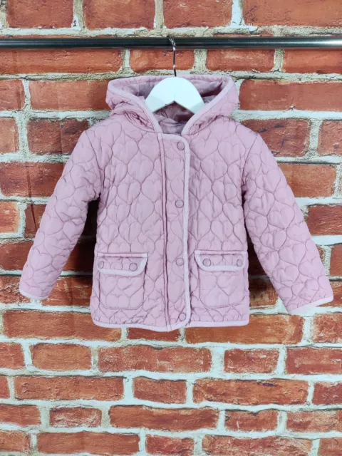 Girls Coat Age 3-4 Years Next Pink Quilted Light Casual Zip Jacket Hood 104Cm