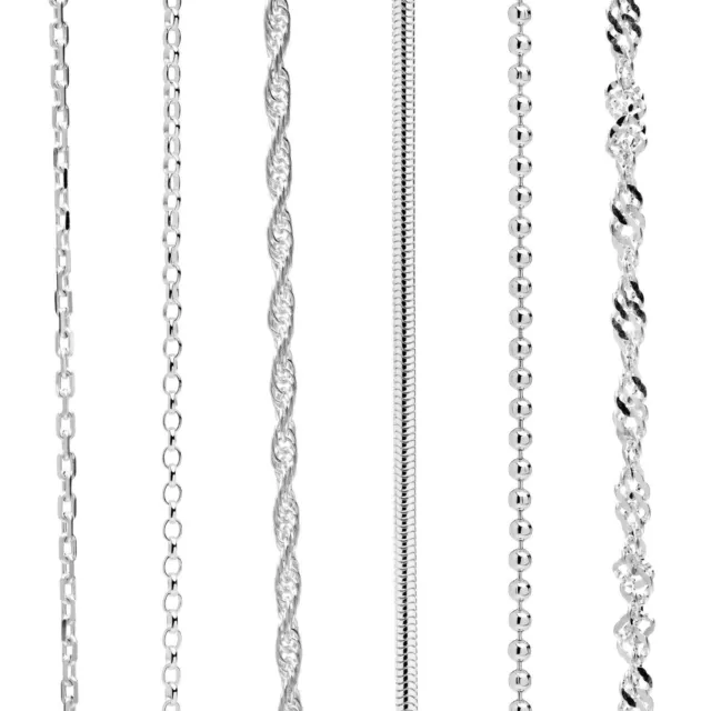 925 Sterling Silver Necklace Chain Rope Link Trace in Various lengths