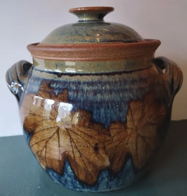 Vintage Perrydale Pottery Large Cookie Jar Maple Leaf With Cover