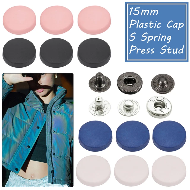 15mm Gunmetal S Molla Bottoni Automatici Con Plastica Scatto Tappi Alla Moda Fai