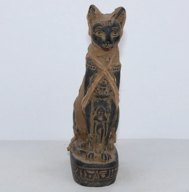 ANCIENNE STATUE PHARAONIQUE EGYPTIENNE Cat Bastet Old Egypt AU EUR 194