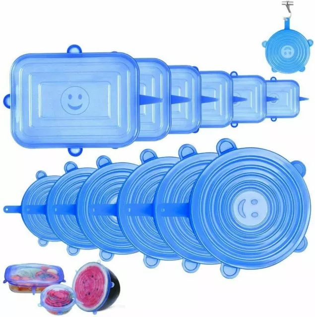 12 PCS Tapas Silicona Elásticas, Silicona Ajustables Cocina (AZUL) - ENVIO 48H-